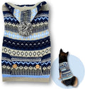 Cute Sweater for Dogs and Cats Soft Flannel Pet Outfit Warm and Cozy Animal Hoodie Small to Large Pet Clothes for Halloween Parties and Everyday Wear (X-Small, Blue Patten with Hat)