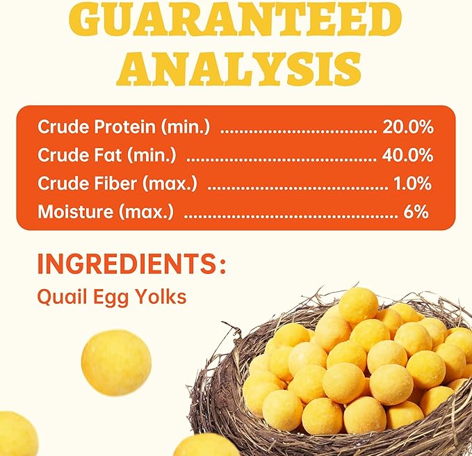 Wellix Freeze-Dried Treats for Dogs and Cats - High-Protein Quail Egg Yolk Freeze Dried Cat Treats for Skin&Coat Health - Delicious Training Snacks for Pets 9oz
