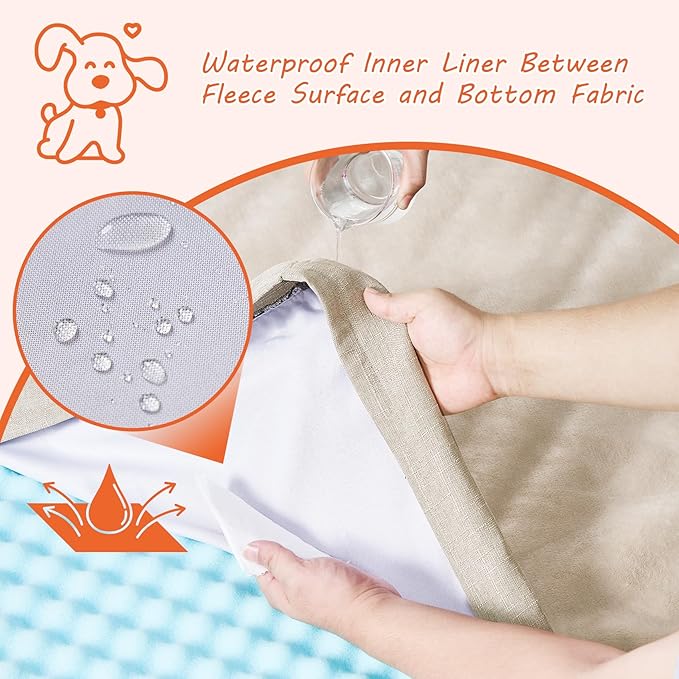 EHEYCIGA Waterproof Dog Bed Memory Foam 36x27, Orthopedic Dog Beds Mat for Large Dogs with Removable Cover, Beige