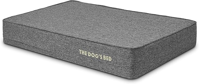 The Dog’s Bed Orthopedic Memory Foam Dog Bed for Large Dogs, Waterproof Washable Cover, Anti-Slip Base, Calming Surface – CertiPUR-Certified Foam, Grey Linen, 6 Inch Thick