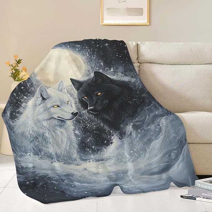Wolf Throw Blanket Wolf Stuff Gifts for Kids Girls Boys Adults Women Man Soft Cozy Warm Plush Fluffy Fuzzy Fleece Blanket Decor 40''X50''