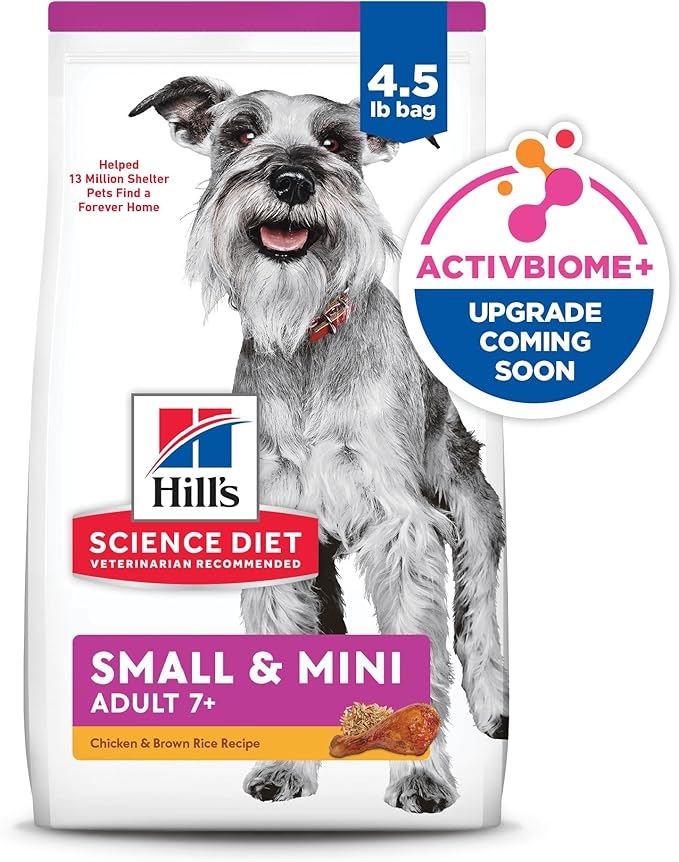 Hill's Science Diet Small & Mini, Senior Adult 7+, Small & Mini Breeds Senior Premium Nutrition, Dry Dog Food, Chicken, Brown Rice, & Barley, 4.5 lb Bag