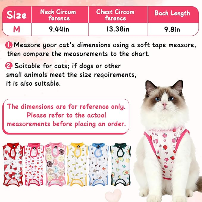 6 Pack Recovery Suit for Cats, Breathable Female and Male Onesie Cat Recovery Suit E Collar Alternative Pajama for After Surgery Spay Abdominal Skin Anti Licking(Medium)
