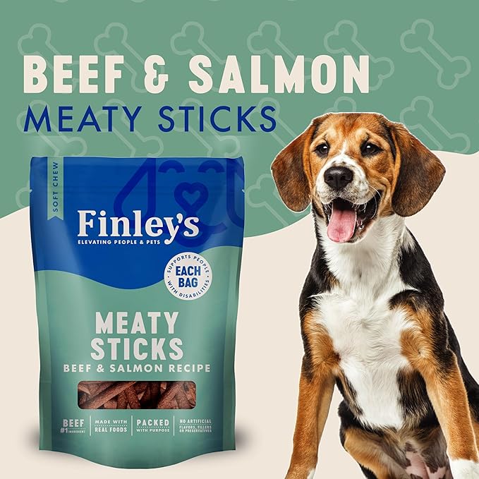 Finley's Beef & Salmon Meaty Sticks, Limited Ingredient Chicken-Free Dog Treats with Real Meat, 12oz, 1 Pack