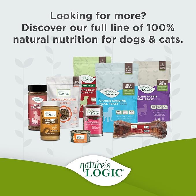 NATURE'S LOGIC Grain-Free Canned Dog Food - 95% Animal Proteins - 100% Natural Wet Dog Food Cans - No Common Allergens - All Life Stages - Ideal for Sensitive Dogs - Beef (13.2 oz, 12 Pack)