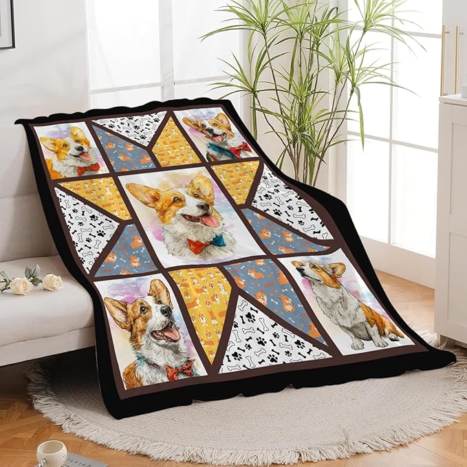 Corgi Throw Blanket Corgi Puppy Stuff Gifts for Dog Lover Kids Girls Boys Adults Women Men Soft Cozy Warm Plush Fluffy Fuzzy Fleece Blanket Decor 40''X50''