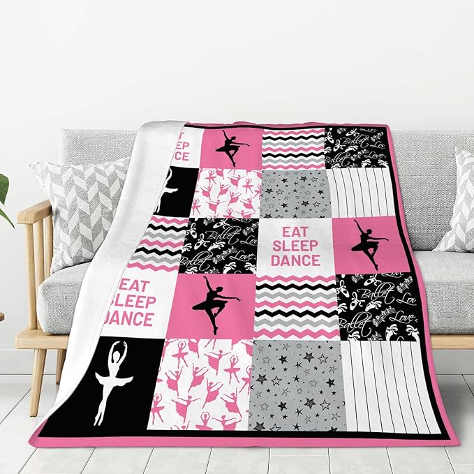 banonaty Dance Blanket Ballet Throw Blanket Cozy Fleece Flannel Plush Bedding Dancer Gifts for Girls Women Teen for Couch Sofa Bed Decor 60"X80"