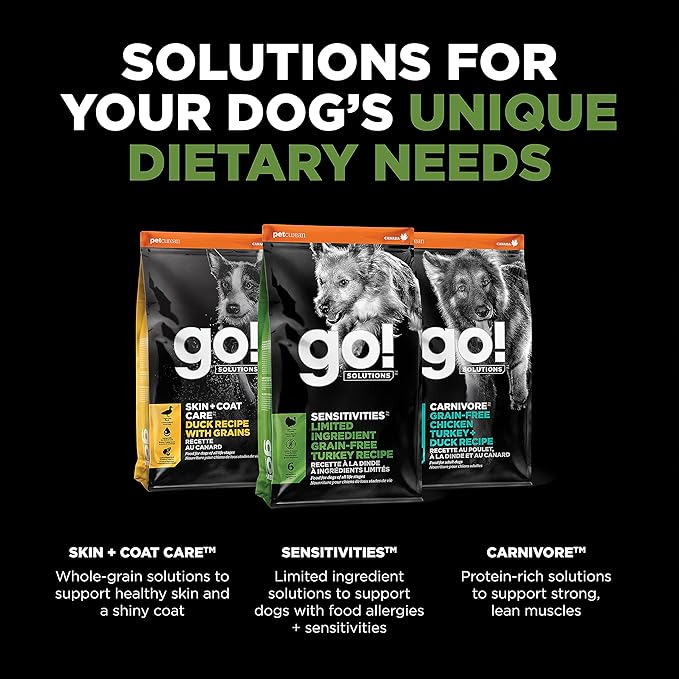 Go! Solutions Sensitivities Limited Ingredient Turkey Grain-Free Dry Dog Food, Chicken-Free Kibble Made by Experts for Sensitive Stomachs & Food Allergies, for Puppies, Adults, & Seniors, 22 lb Bag