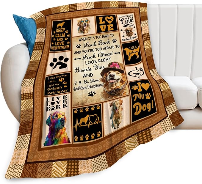 Golden Retriever Throw Blanket Golden Retriever Puppy Stuff Gifts for Dog Lover Kids Girls Boys Adults Women Men Soft Cozy Warm Plush Fluffy Fuzzy Fleece Blanket Decor 60''X80''