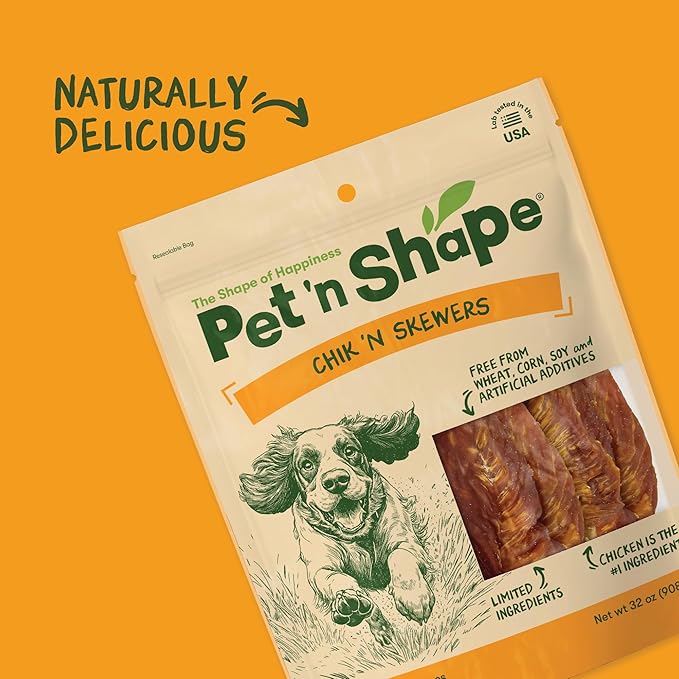 Pet 'n Shape Chik 'n Skewers – Chicken Wrapped Rawhide Dog Chew