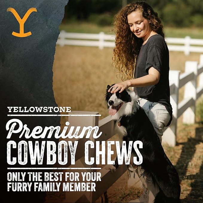 Yellowstone Limited Ingredient Dog Treats Beef Collagen Chews - Healthy Dog Treats Made in USA - Air Dried Beef Collagen Sticks for Dogs - Crunchy & Chewy Dog Treats - 8 oz, 4 Medium Beef Chews
