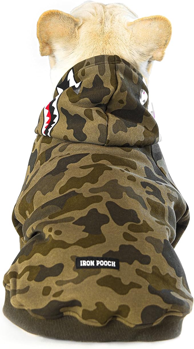 Camo Dog Hoodie Dog Clothes Extra Warm Fleece Lining Stretchy Fit for Small Medium Large Dogs (Camo, X-Large)