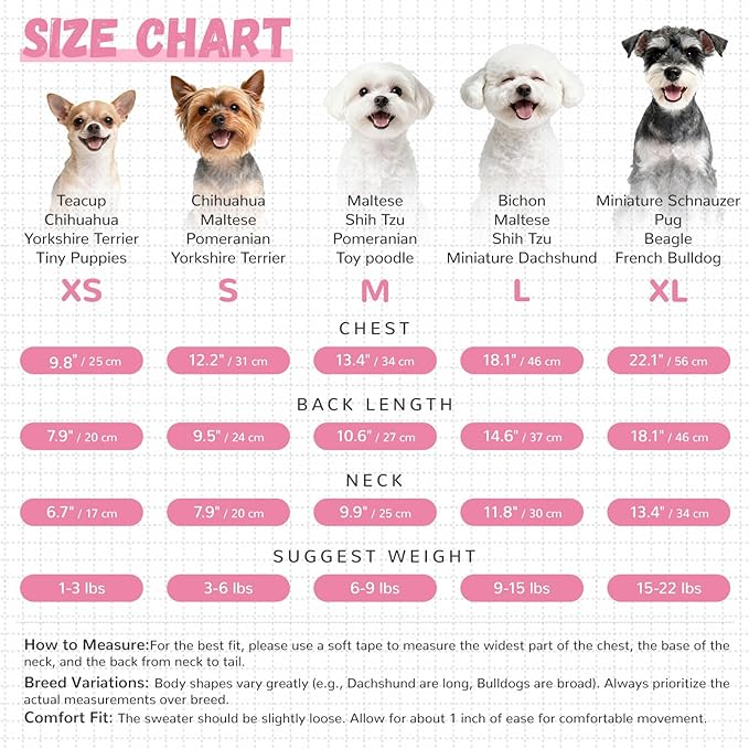 Small Dog Sweaters Cute Bear Dog Cardigans Clothes for Small Medium Dogs Boy Girl Puppy Cat Knitting Cardigan Outfits Dogs Winter Coats Warm Pet Doggy Clothes Soft Knitwear (Pink, X-Small)