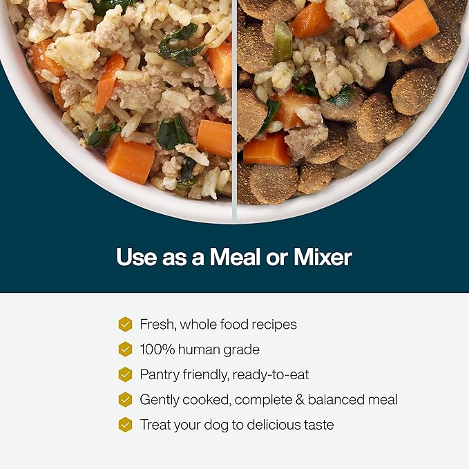 JustFoodForDogs JustFresh Wet Dog Food, Fresh Pet Meals and Toppers with No Preservatives, Resealable Package, Human Grade, Home-Cooked Beef & Chicken, 12 oz - 8 Pack