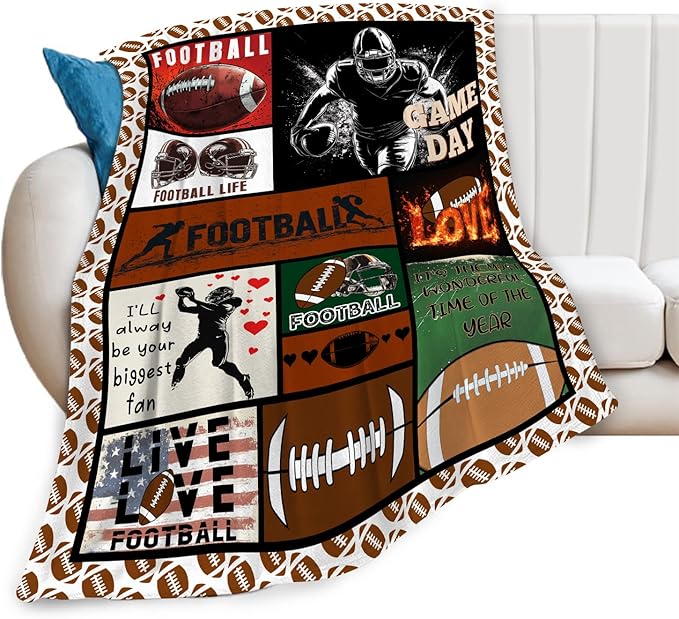 Football Blanket Sports Football Throw Blanket Gifts for Player Kids Girls Boys Adults Women Man Super Soft Cozy Plush Fluffy Fuzzy Fleece Blanket Decor 40''X50''