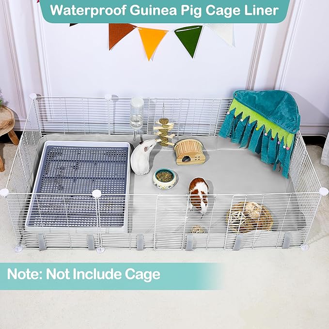 Glittme Guinea Pig Cage Liner, Waterproof Liner for Guinea Pigs, Guinea Pig Bedding with Tarp Bottom for Grid Cage, Cage Liners for Guinea Pig, Bunny, Hamster, Rabbit,Not Include Cage,47 * 24 inches