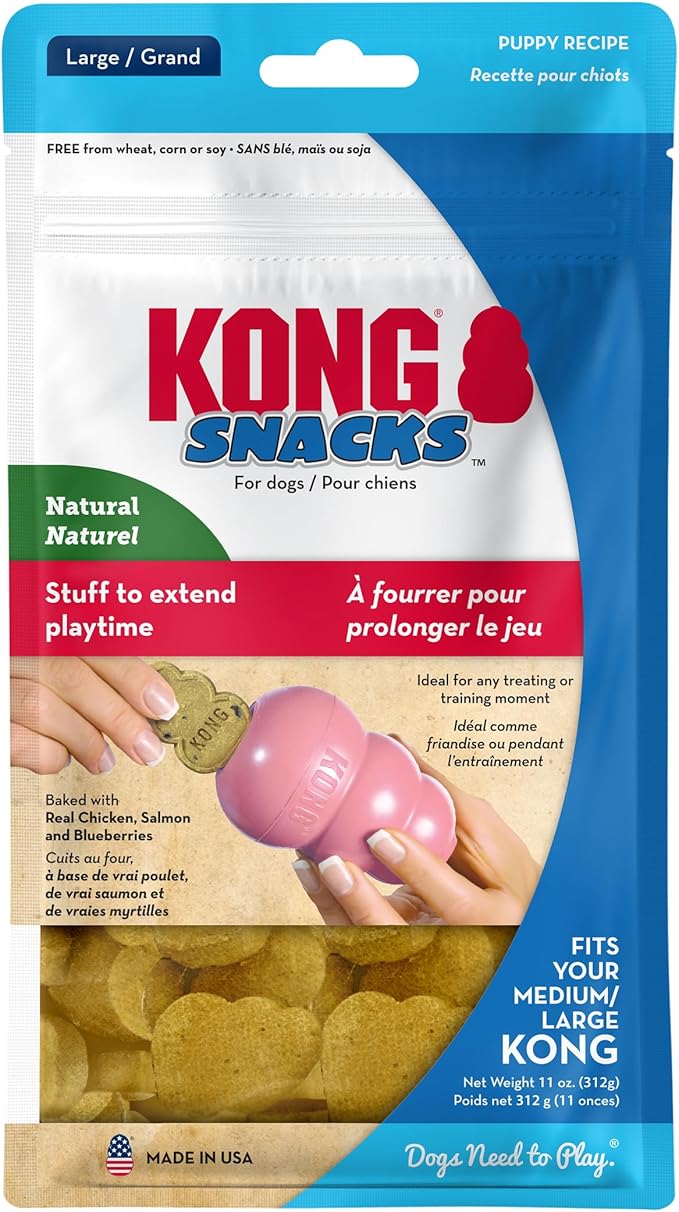 KONG Snacks Dog Treats – 2-Pack | All-Natural, Made in USA, Fits Classic Toys, No Wheat, Corn or Soy (Large, Puppy)