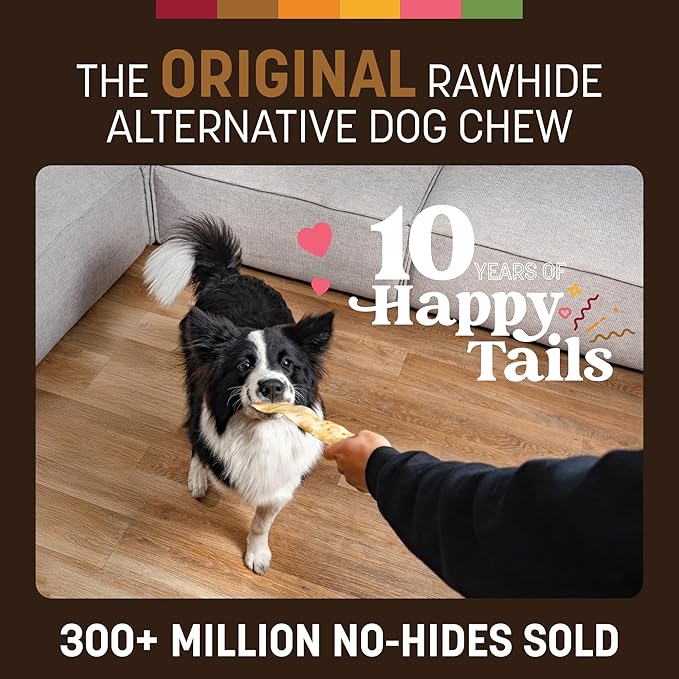 Earth Animal No Hide Strips - Natural Rawhide Free Dog Chew Strips, Venison - 16 Count (Pack of 4)