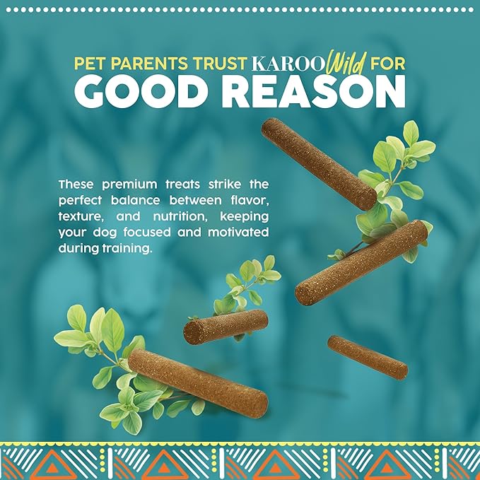 Karoo Wild Sticks Oregano Seasoned Treats for Dogs – 16 oz – Soft & Chewy Protein Sticks Made with African Antelope – Ideal for Training & Rewarding