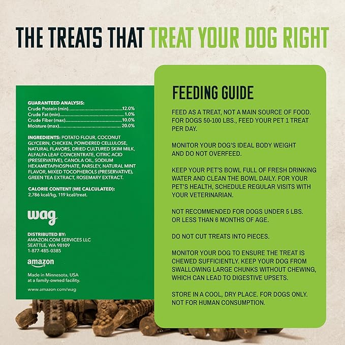 Amazon Basics Dental Dog Treats to Help Clean Teeth & Freshen Breath - Tiny (5-15 lbs), Unflavored (Previously Wag)