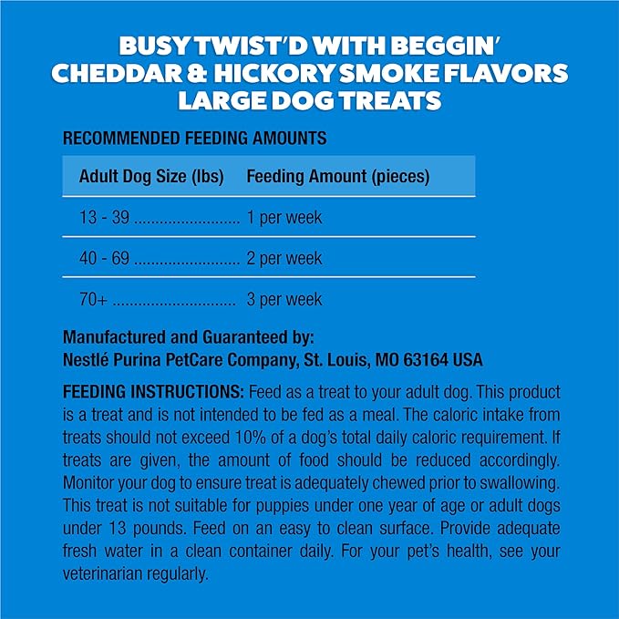 Purina Busy with Beggin’ Twist’d Cheddar and Hickory Smoke Flavors Adult Dog Treat - 10 ct. Pouch