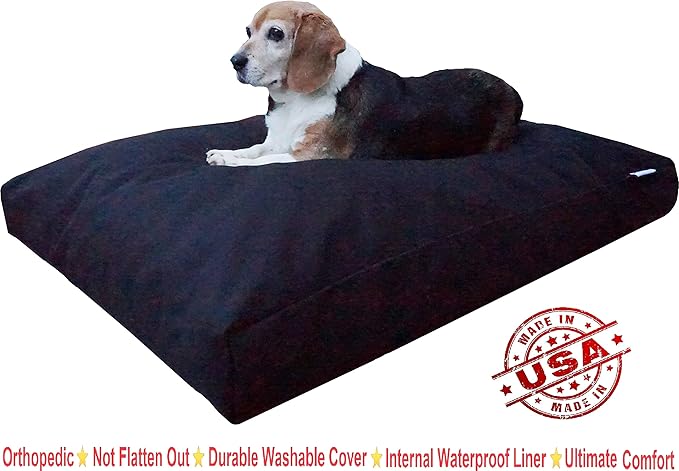 Dogbed4less Memory Foam Dog Bed for Medium to Large Dogs with Orthopedic Comfort, Waterproof Liner and Durable Canvas Cover 47X29 Pillow, Black