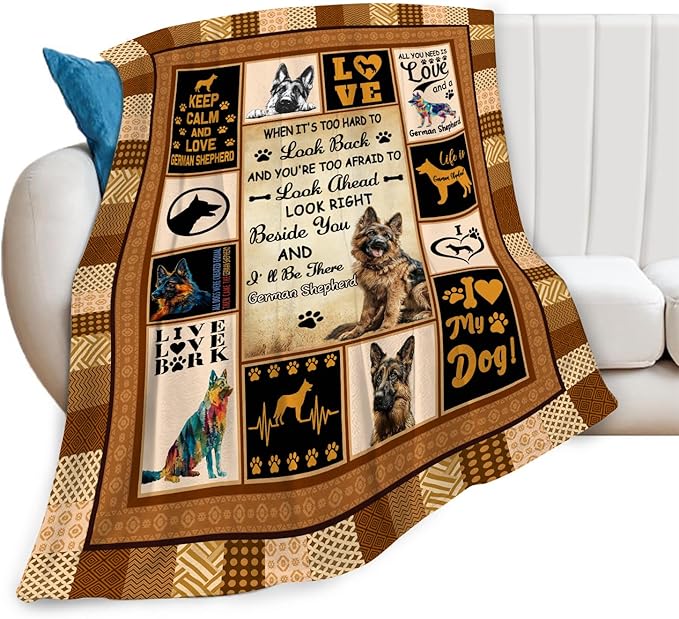 German Shepherd Throw Blanket German Shepherd Puppy Stuff Gifts for Dog Lover Kids Girls Boys Adults Women Men Soft Cozy Warm Plush Fluffy Fuzzy Fleece Blanket Decor 60''X80''