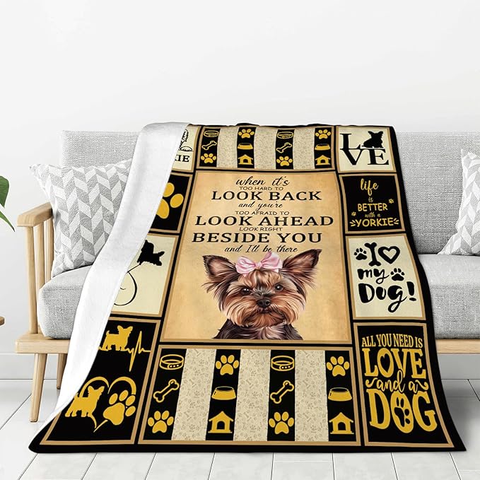 banonaty Yorkie Blanket Dog Throw Blanket Cozy Fleece Flannel Bedding Springer Yorkie Gifts for Women Men Boys Girls Adult Lover Stuff Plush for Couch Sofa Bed Decor 50"X60"