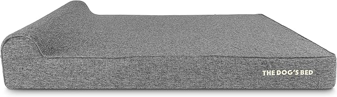 The Dog’s Bed Orthopedic Memory Foam Dog Bed with Headrest, Calming Surface – CertiPUR-Certified Foam, Linen Fabric, Grey Linen, XXL, 6-Inch