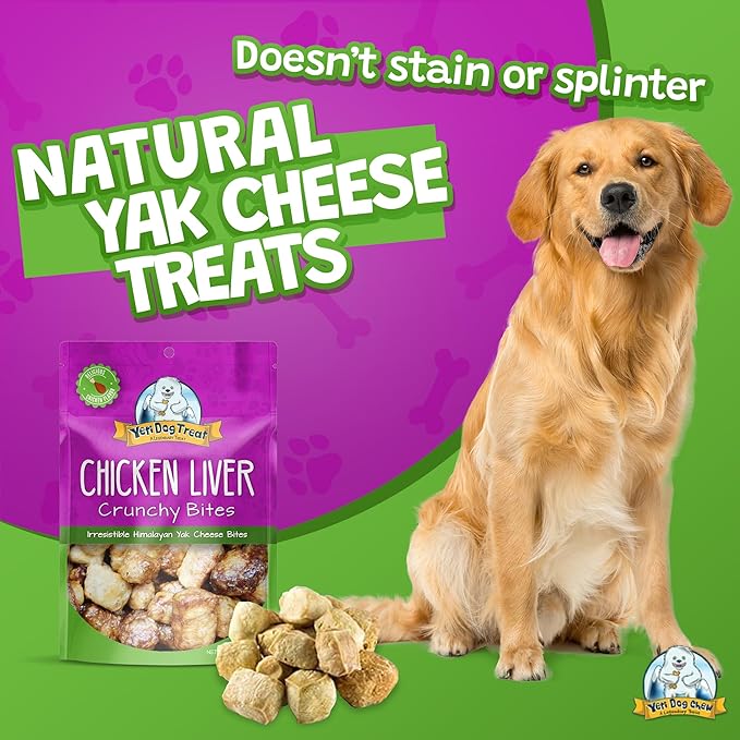 Yeti Chicken Liver Crunchy Bites Yak Cheese Dog Treats, 4 Oz