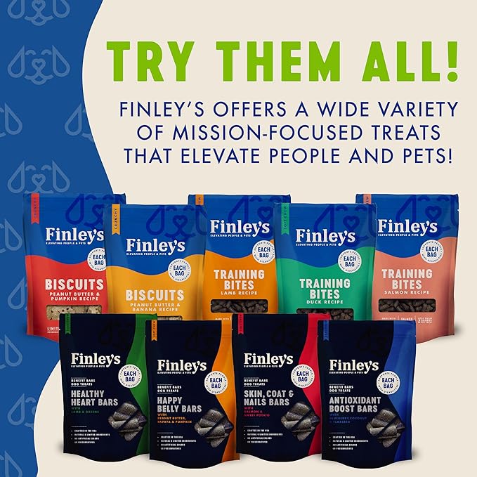 Finley's Crunchy Dog Biscuits, Apple and Cinnamon, Plant-Based Healthy Treats, Oven Baked Dog Cookies, 12oz, 6 Pack