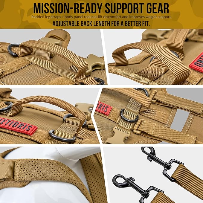 OneTigris Multi-Function Dog Lift Harness, All-Gender Dogs Friendly Design, Full Body Dog Sling Carrier with Three Handles Front/Rear Leg Assist for Arthritis