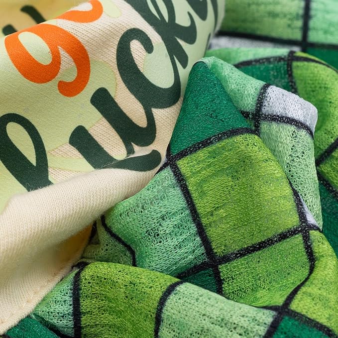 Fitwarm Happy Go Lucky Dog Dress, St Patricks Day Dog Clothes for Small Dogs Girl, Funny Pet Outfit, Green, Light Yellow, XXS