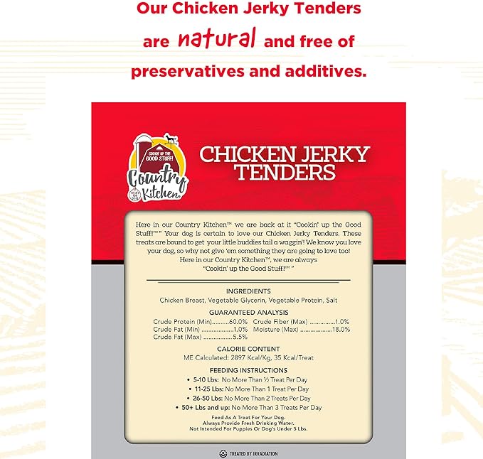 Country Kitchen Chicken Jerky Tender Dog Treats, Made with Real Chicken,High Protein, Low Fat, No Artificial Colors, 16 oz