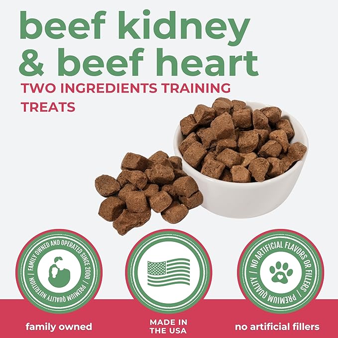 Momentum Carnivore Nutrition Freeze-Dried Beef Training Bites – Two Ingredients-Beef Kidney and Heart, Grain-Free, All-Natural Dog Treats –Made in USA – Perfect for Training & Rewards- 2.5 oz Bag