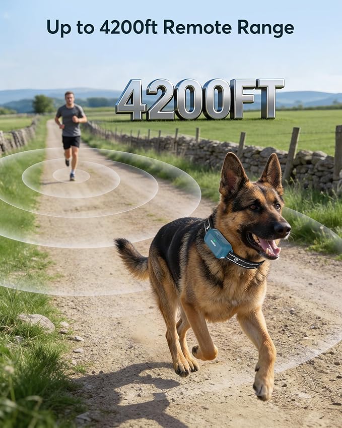 Jugbow Dog Shock Collar - 4200FT Dog Training Collar with Remote, IPX7 Waterproof Electric Collar with 4 Training Modes, Security Lock, Rechargeable e-Collar for Dogs 10-120lbs (Blue 2 Pack)