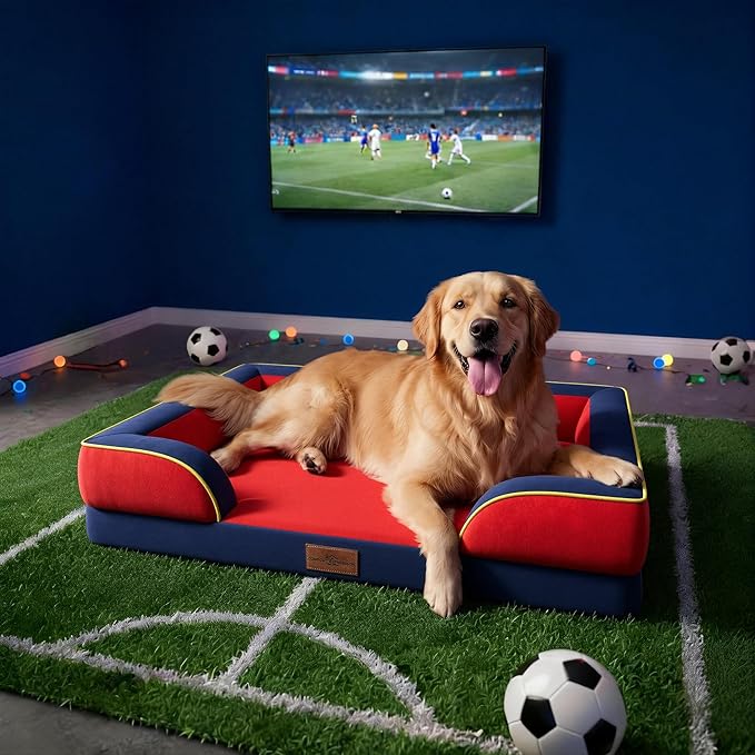 Comfort Expression Orthopedic Dog Bed for Large Dogs 36x27 Inch, Waterproof Egg Crate Foam Large Pet Bed with Removable Bolsters, Dog Couch with Washable Cover & Non-Slip Bottom, Kansas