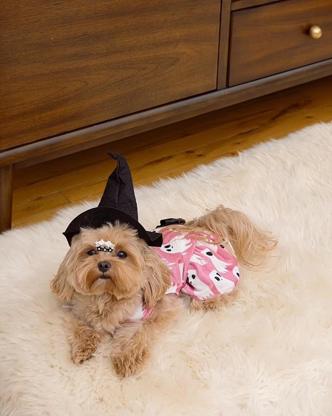 Fitwarm Halloween Ghost Dog Dress, Funny Dog Halloween Costumes, Doggy Clothes for Small Dogs Girl, Pet Apparel, Pink, White, Black, Small