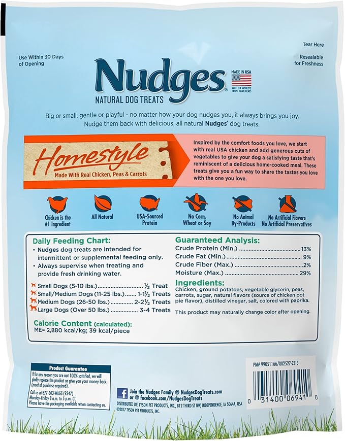 Nudges Blue Buffalo Homestyle Natural Dog Treats, Chicken, 10oz Bag
