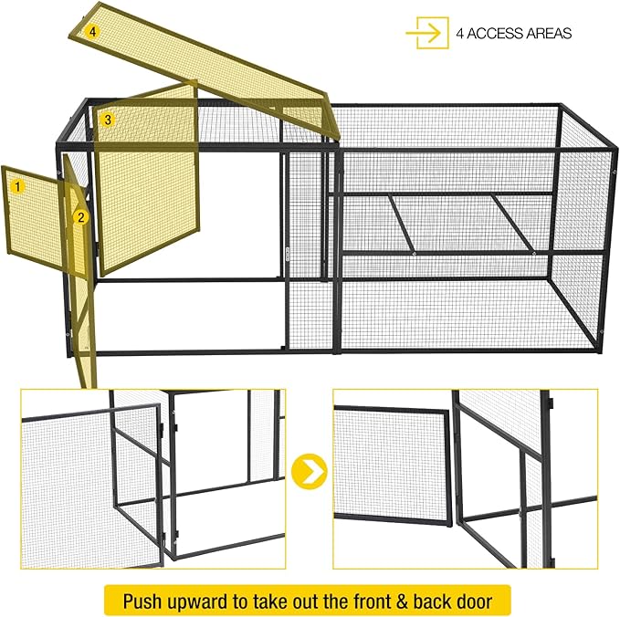 Aivituvin Chicken Run Chicken Coop Expansion Pen 71in,Outdoor Enclosure Playpen for Chicken, Rabbit, Duck, Cats, Chicken Run Only (Black, AIR29)