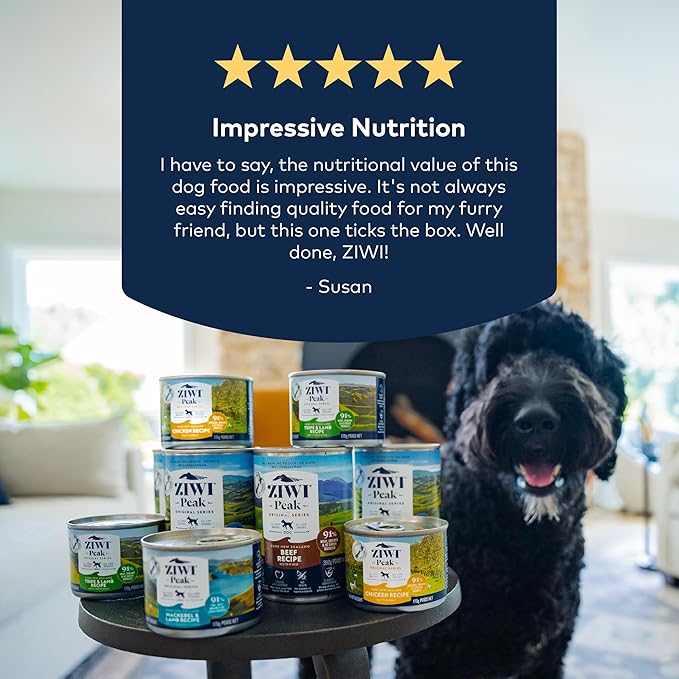 ZIWI Peak Canned Wet Dog Food – All Natural, High Protein, Grain Free, Limited Ingredient, with Superfoods (Mackerel & Lamb, Case of 12, 13.75oz Cans)