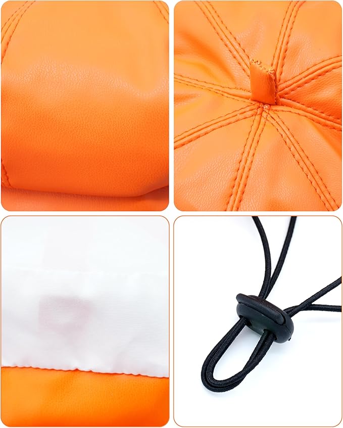 PET SHOW Dog Beret Hat for Small Dogs Cats Party Holiday Headband Cap French Leather Berets with Adjustable Chin Strap Cute Fashion Puppy Hats Pets Costumes Accessories(Orange,S)