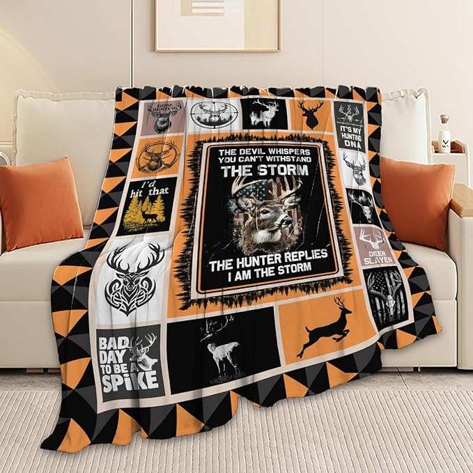 Deer Throw Blanket Hunting Deer Elk Stuff Gifts for Kids Girls Boys Adults Women Men Soft Cozy Warm Plush Fluffy Fuzzy Fleece Blanket Decor 40''X50''