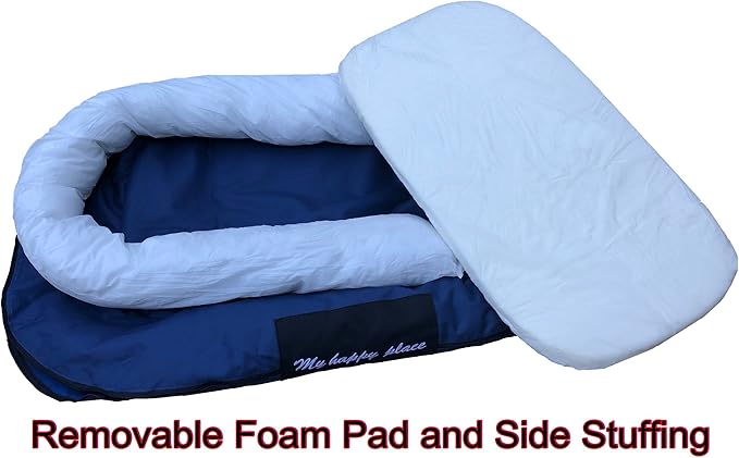 Luxury Orthopedic Solid Memory Foam Pet Bed Pad with External Strong Tough Oxford Waterproof Cover Case for Small to Extra Large Dog (48x30 inches, Navy)