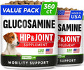 Glucosamine for Large Dogs - Joint Supplement Large Breed w/ Omega-3 Fish Oil - Chondroitin, MSM - Advanced Mobility Chews - Joint Pain Relief - Hip & Joint Care - Chicken Flavor - 360Ct - Made in USA