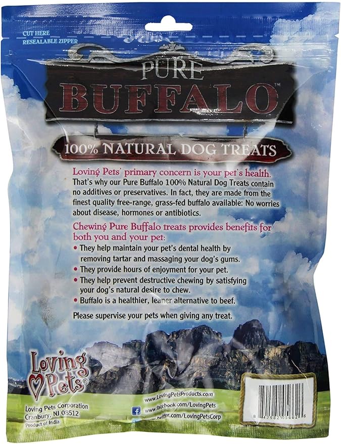 Loving Pets 3 Pack of Pure Buffalo Lung Steaks, 4 Ounces Each, Single-Ingredient Dog Treats