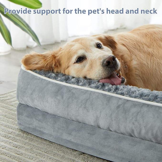 BFPETHOME Orthopedic Dog Bed for Large Dogs-Big Waterproof Sofa Dog Bed with Removable Washable Cover, Washable Pet Bed with Waterproof Lining and Nonskid Bottom,Pet Bed for Large Dogs