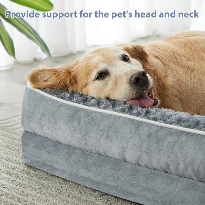 BFPETHOME Orthopedic Dog Beds for Large Dogs-Waterproof Sofa Pet Bed with Removable Washable Cover, Big Dog Bed with Waterproof Lining and Nonskid Bottom,Pet Bed for Large Dogs
