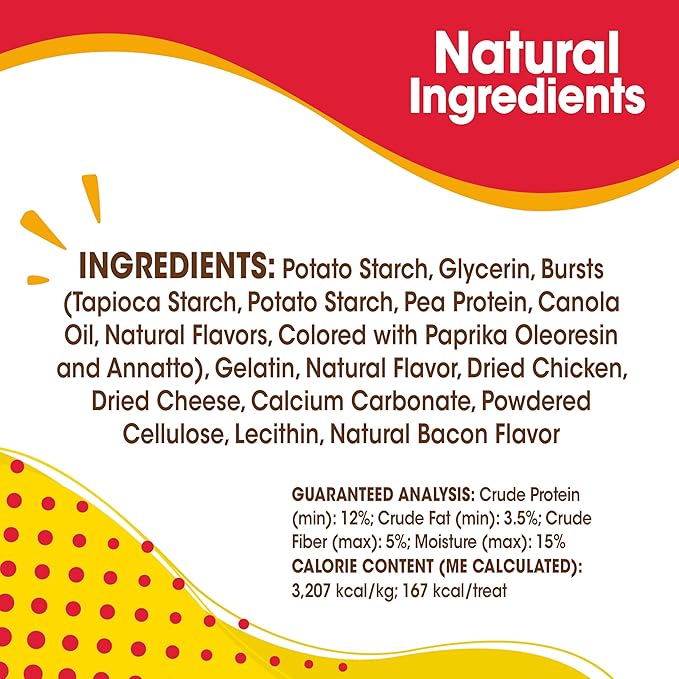 Nylabone Nubz Flavor Bursts Natural Dog Chews for Small Dogs, Long Lasting Chew Bones Made in the USA, Grain-Free Dog Treats, Bacon & Cheese Flavor, for Dogs Over 30 lbs. (20 Count)
