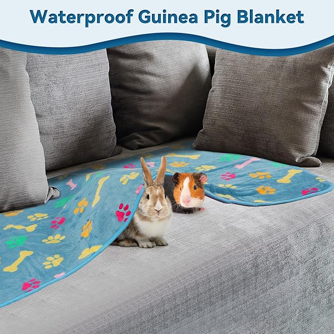 YUEPET 3 Pack Waterproof Guinea Pig Blankets Washable Small Animal Fleece Cage Liners Soft Pet Mat Guinea Pigs Fleece Bedding for Hamster Rabbit Chinchilla Ferret Guinea Pig 48"×24"